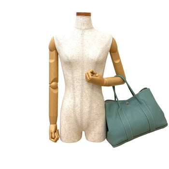 ?P Engraved Hermes Garden Party Pm Negonda Leather Tote Bag/Handbag In Light Blue