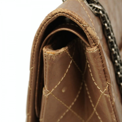 Chanel Shoulder Bag 2.55 Matelasse Double Flap Chain Lambskin Brown Gold