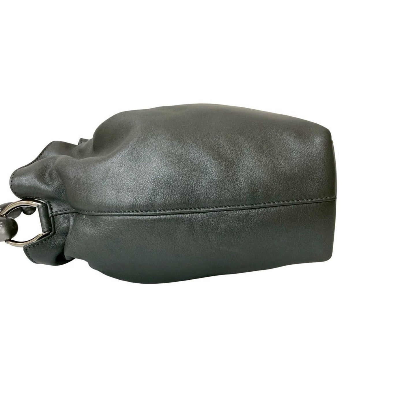 Christian Dior Maris Pearl Handle Leather Handbag Mini Tote Bag Gray 81480