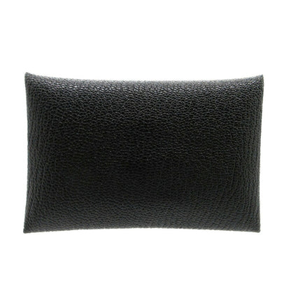 Hermes Calvi Card Case Chevre Black Z Stamp 0829Hermes