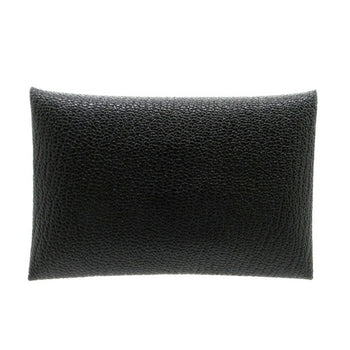 Hermes Calvi Card Case Chevre Black Z Stamp 0829Hermes