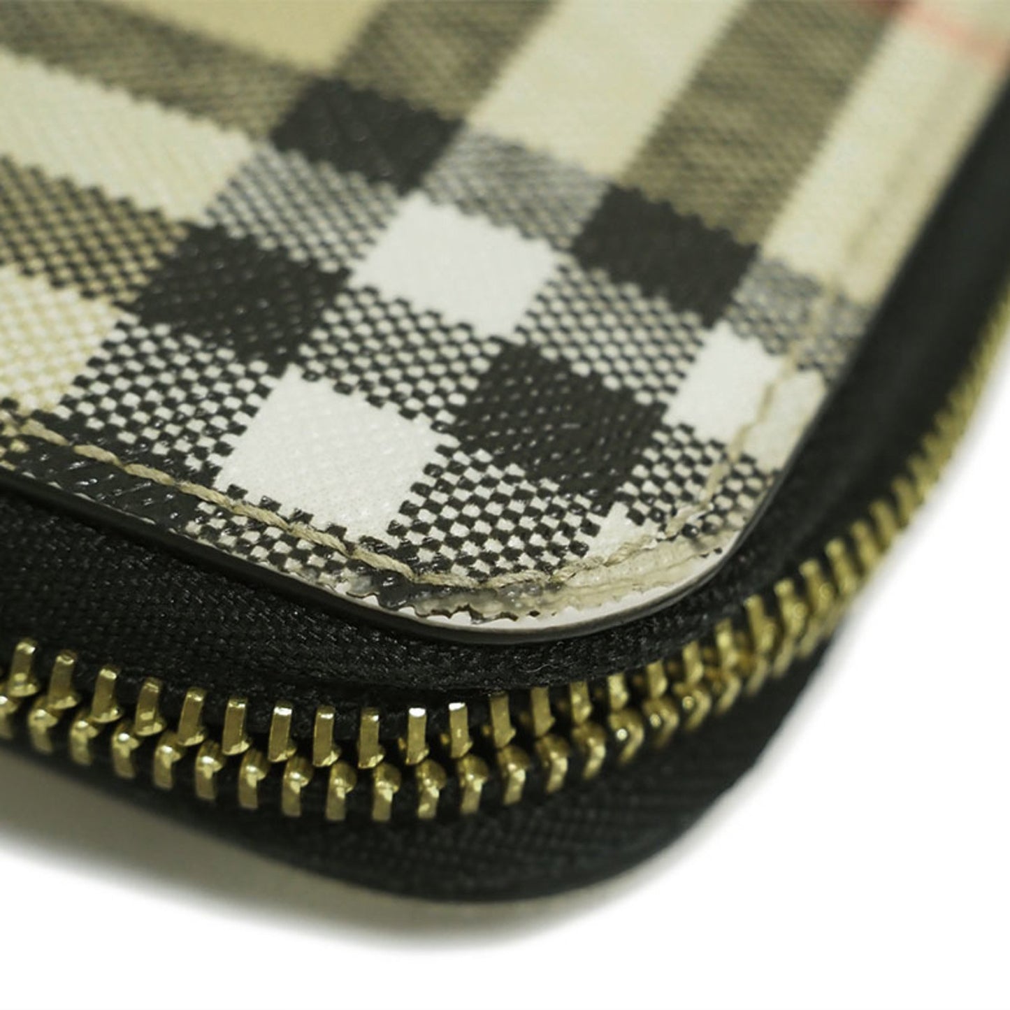 Burberry Check Round Long Wallet Pvc Leather
