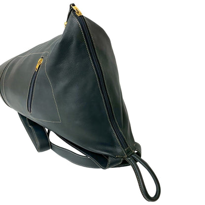 Loewe Anton Anagram Logo Leather Backpack Daypack Navy 08669