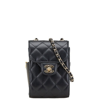 Chanel Matelasse Coco Mark Crossbody Chain Shoulder Bag In Black Lambskin