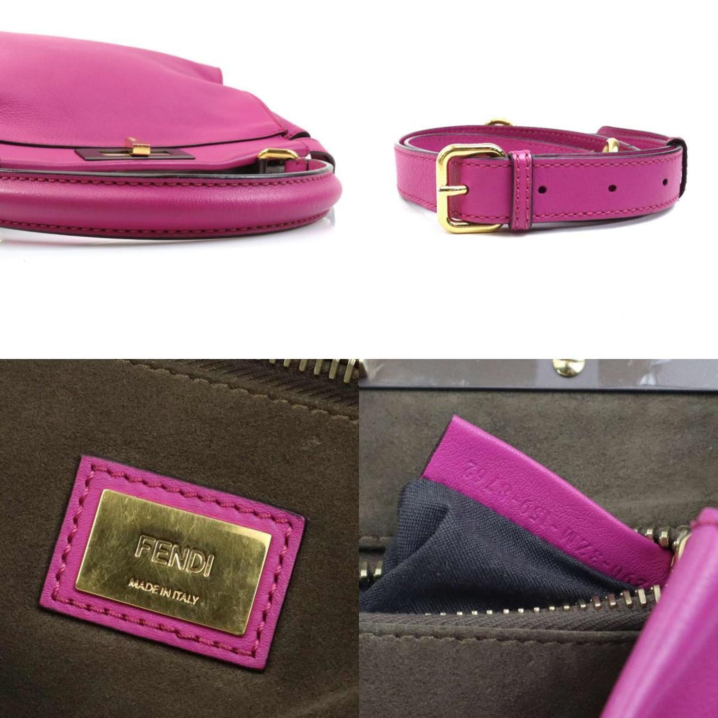Fendi Handbag Shoulder Bag Peekaboo Leather Magenta