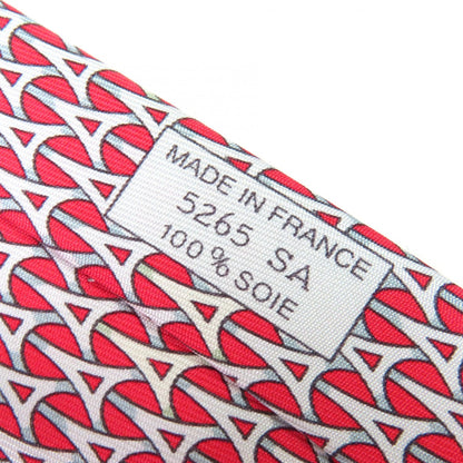 Hermes 5265 Sa 100% Silk Geometric Print Cravat Tie In Red With Box