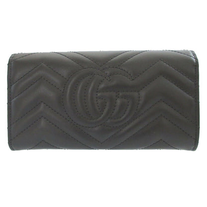 Like New Gucci Gg Marmont 443436 Leather Black Bi-Fold Long Wallet 0847Gucci