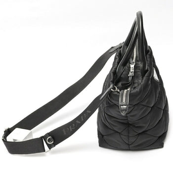 Prada Medium Padded Re-Nylon X Leather Tote Bag 1Bg436 Nylon Black S-158687