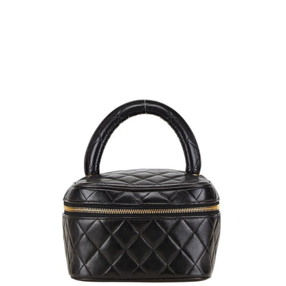 Chanel Matelasse Coco Mark Vanity Bag In Black Lambskin