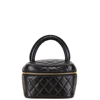 Chanel Matelasse Coco Mark Vanity Bag In Black Lambskin