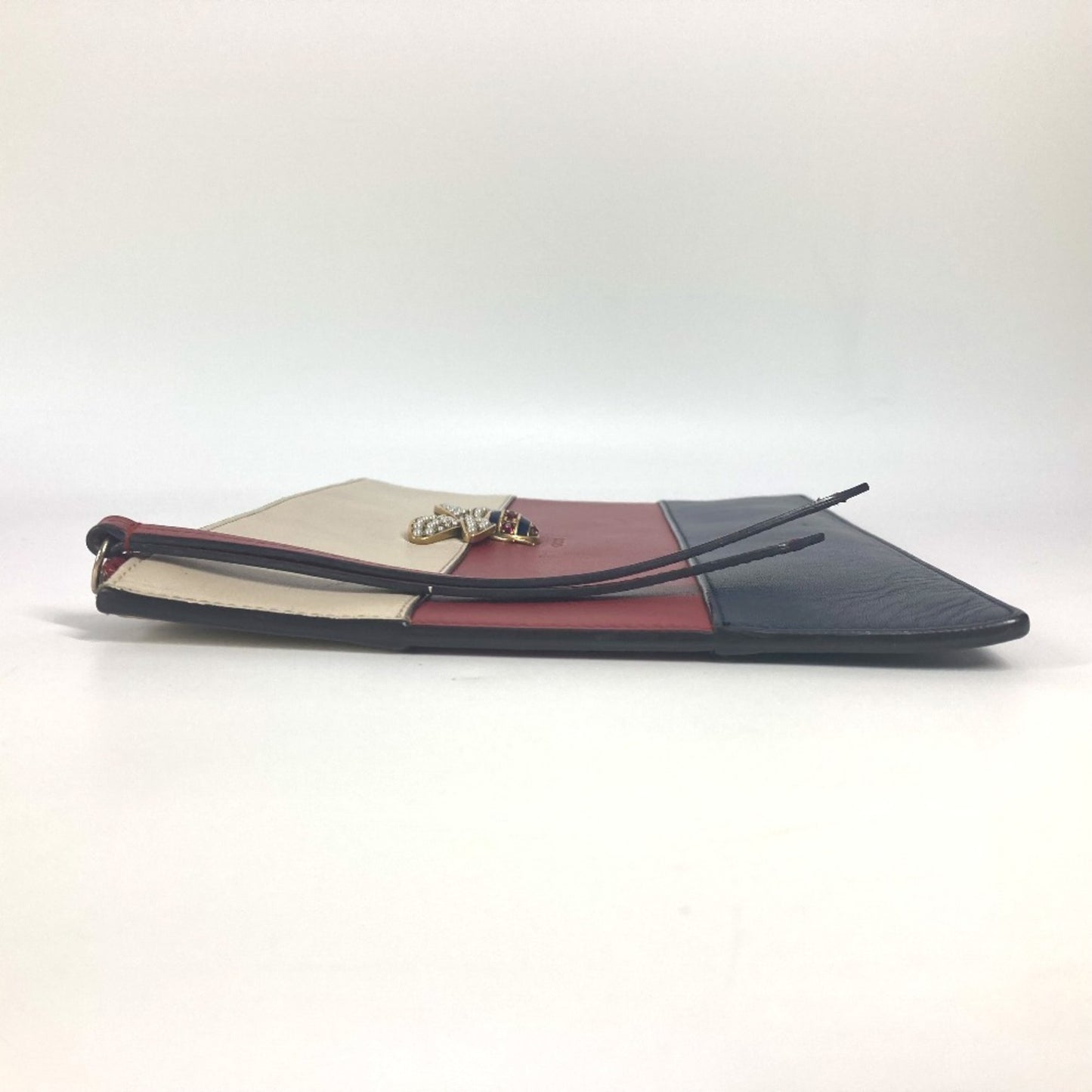 Gucci 476077 Bee Border Pearl And Rhinestone Clutch Bag