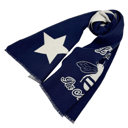 Gucci Beestar Scarf In Navy And White For Men Women