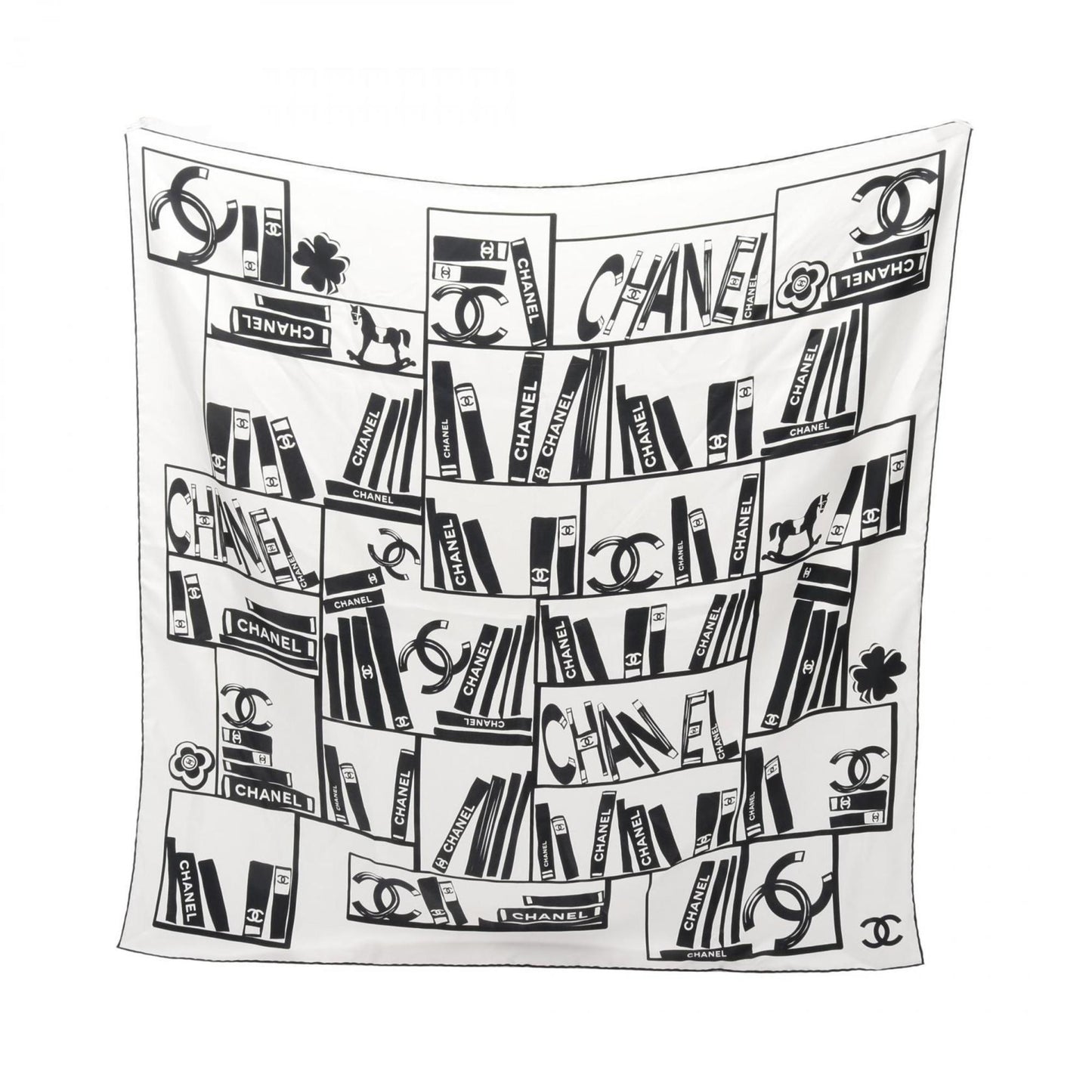 Chanel Coco Mark Bookshelf Scarf Silk