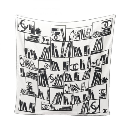 Chanel Coco Mark Bookshelf Scarf Silk