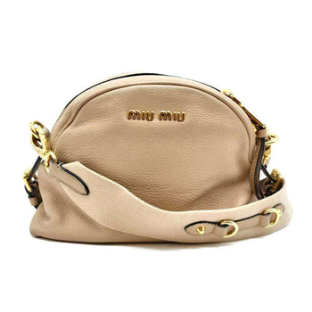 Miu Miu Miu Shoulder Bag Pochette Beige Leather 2-Way Clutch Second 5Bh092