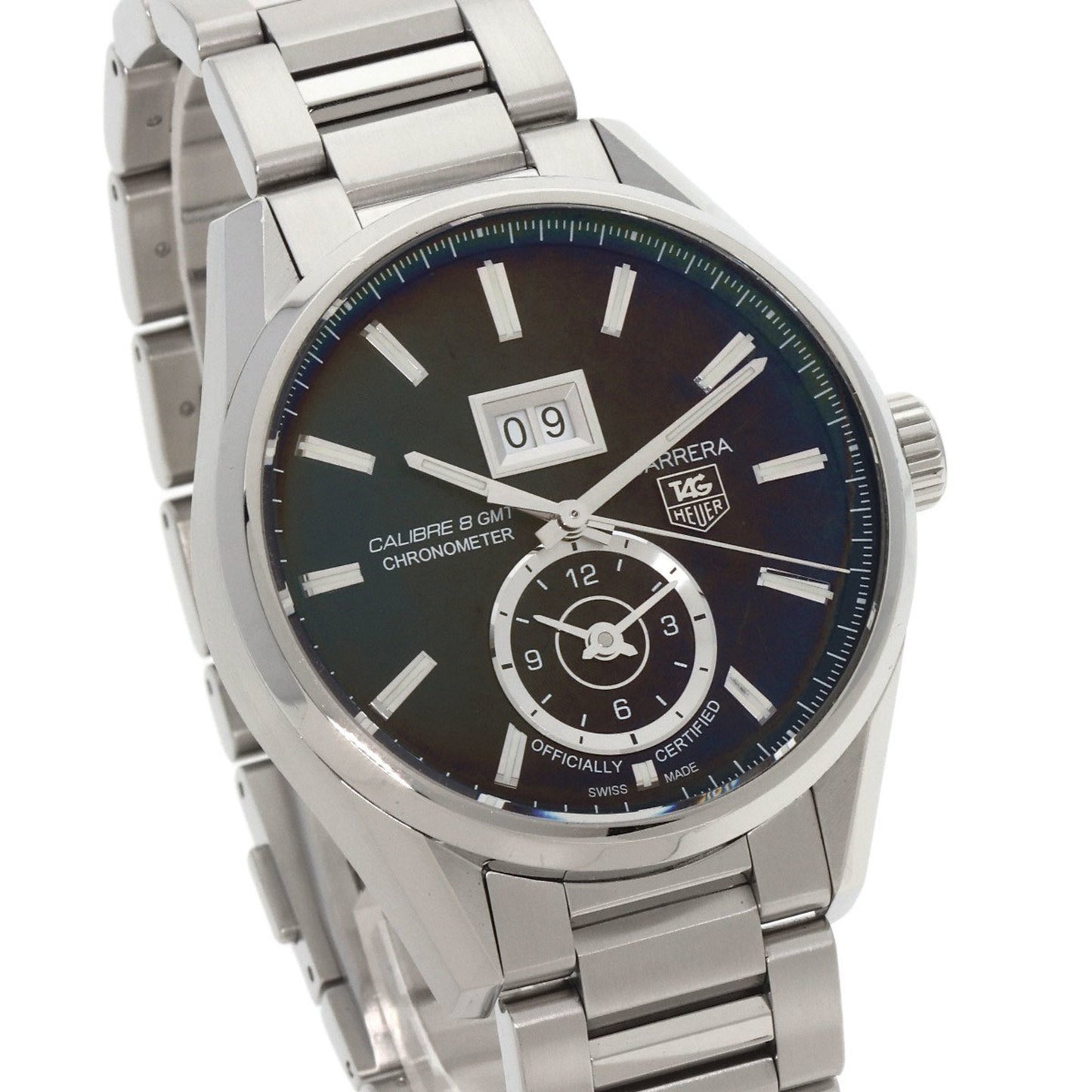 Tag Heuer War5010 Carrera Grand Date Gmt Watch Stainless Steel Ss