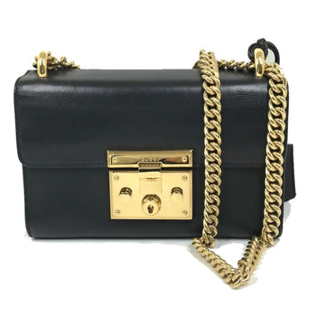 Gucci 409487 Small Padlock Chain Shoulder Bag Leather