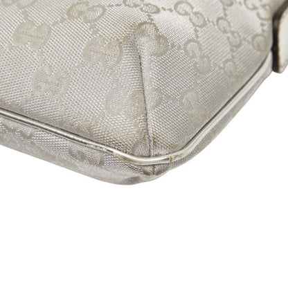 Gucci Gg Canvas Sherry Line Crossbody Shoulder Bag 189749 Silver Leather