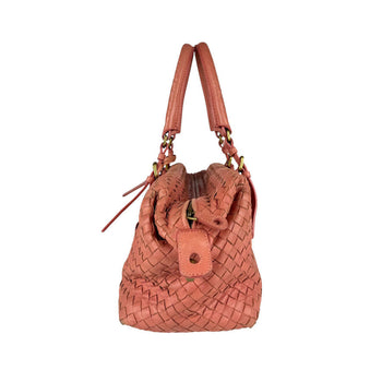 Bottega Veneta Intrecciato Leather Handbag In Coral Pink