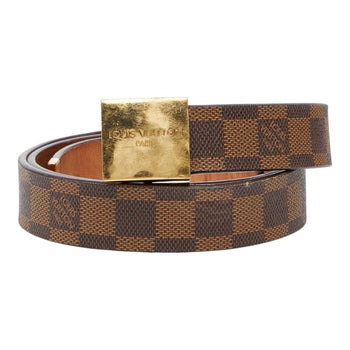 Louis Vuitton Damier Santur Carre Belt M6802 Brown Gold Plated