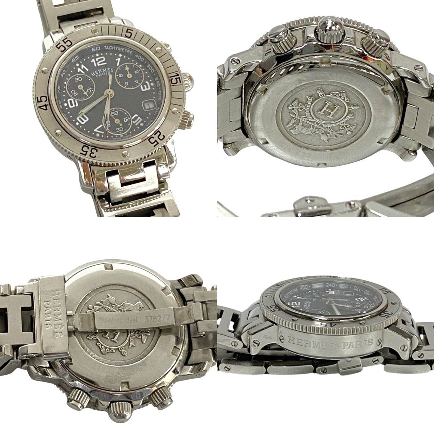 Hermes Clipper Date Quartz Stainless Steel Wristwatch For Men And Women