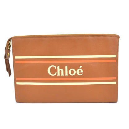 Chlo Chloe Clutch Bag Leather Brown