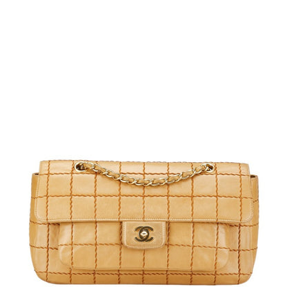 Chanel Wild Stitch Chocolate Bar Chain Shoulder Bag In Beige Lambskin
