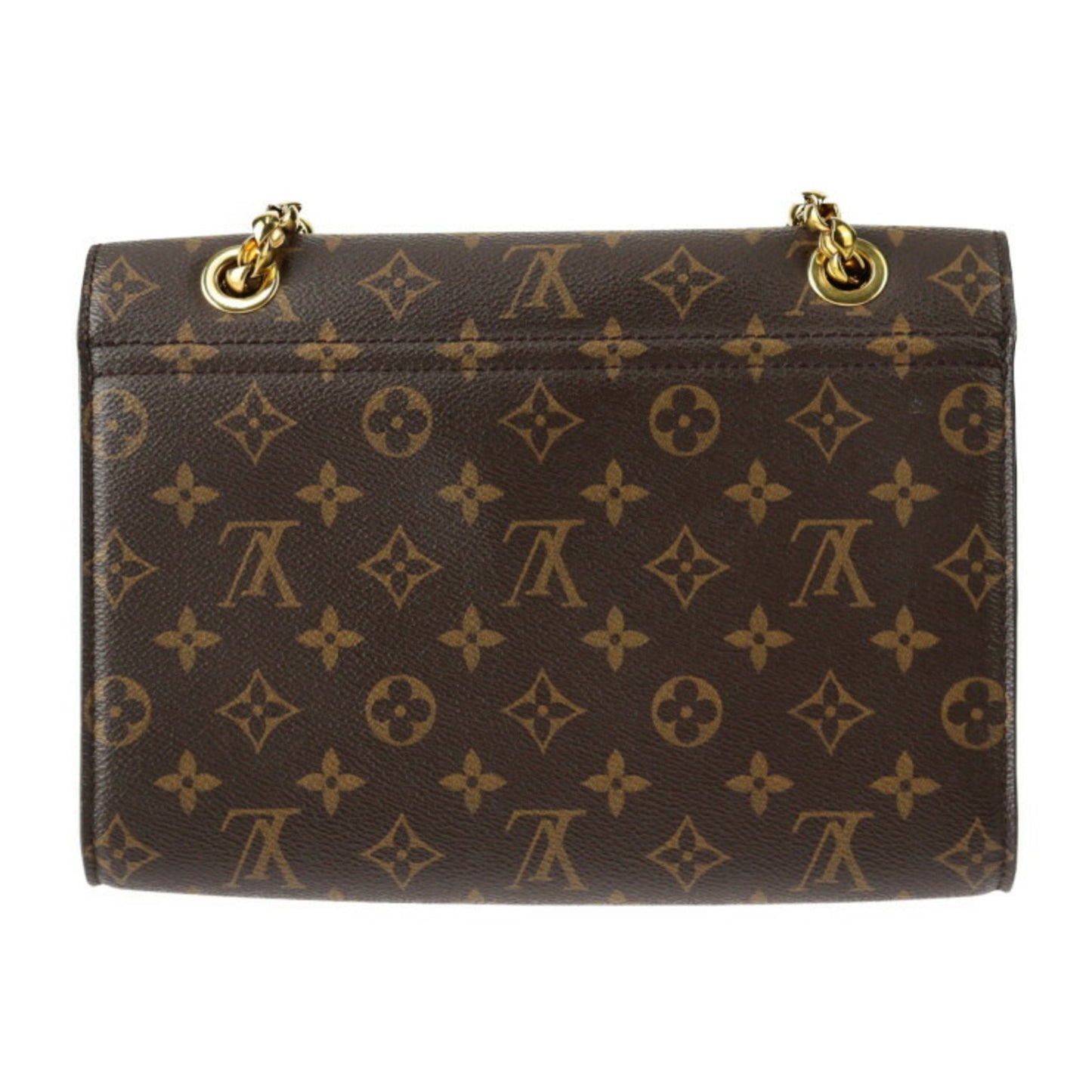 Louis Vuitton Louis Vuitton Victoire Shoulder Bag M41730 Monogram Canvas Calfskin Brown Black Gold