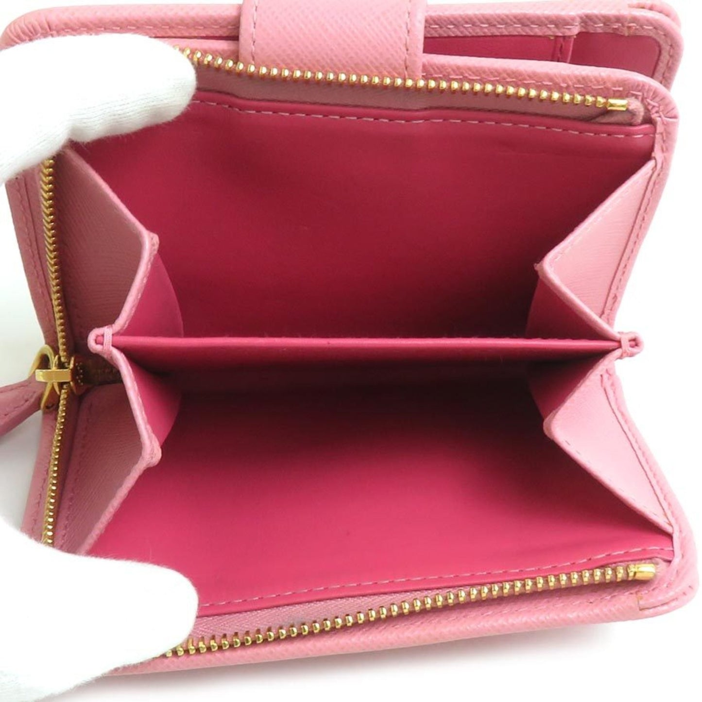 Prada Bi-Fold Wallet Leather Pink