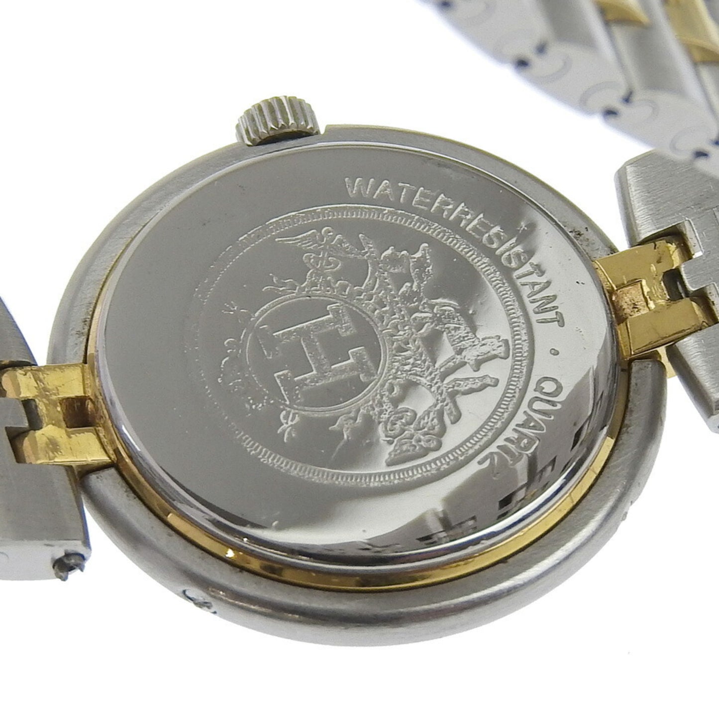 Hermes Hermes Profile Date Watch Stainless Steel X Gold Plated Quartz Analog Display White Dial