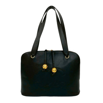 Chanel Vintage Coco Mark Caviar Leather Semi-Shoulder Bag Tote Black 36473