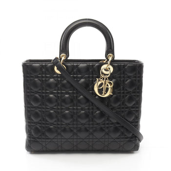 Christian Dior Dior Lady Large Cannage Handbag Leather