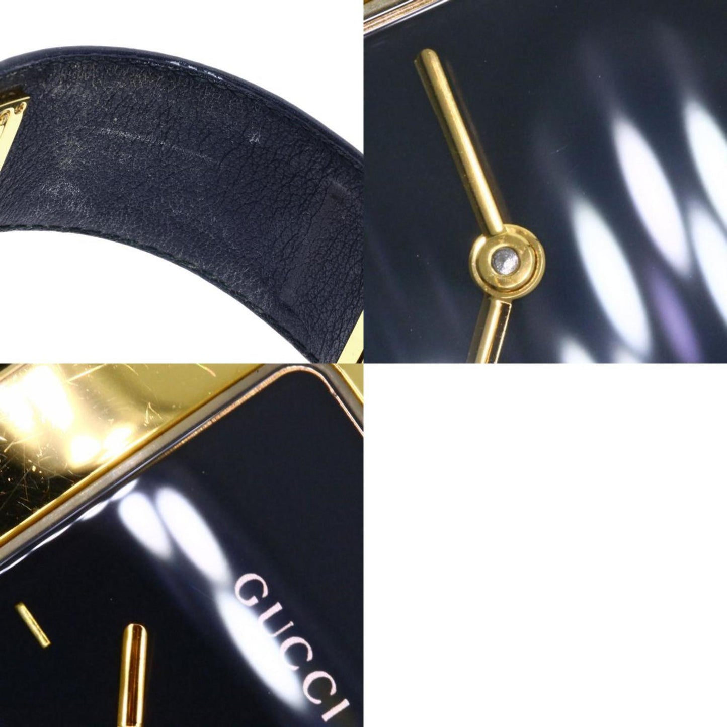 Gucci 7800L Square Face Watch Gp/Leather