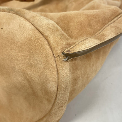 Salvatore Ferragamo Gancini Shoulder Bag In Beige Suede