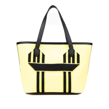 Hermes Pur Sangle Handbag Tote Bag Yellow Black Canvas Taurillon Clemence