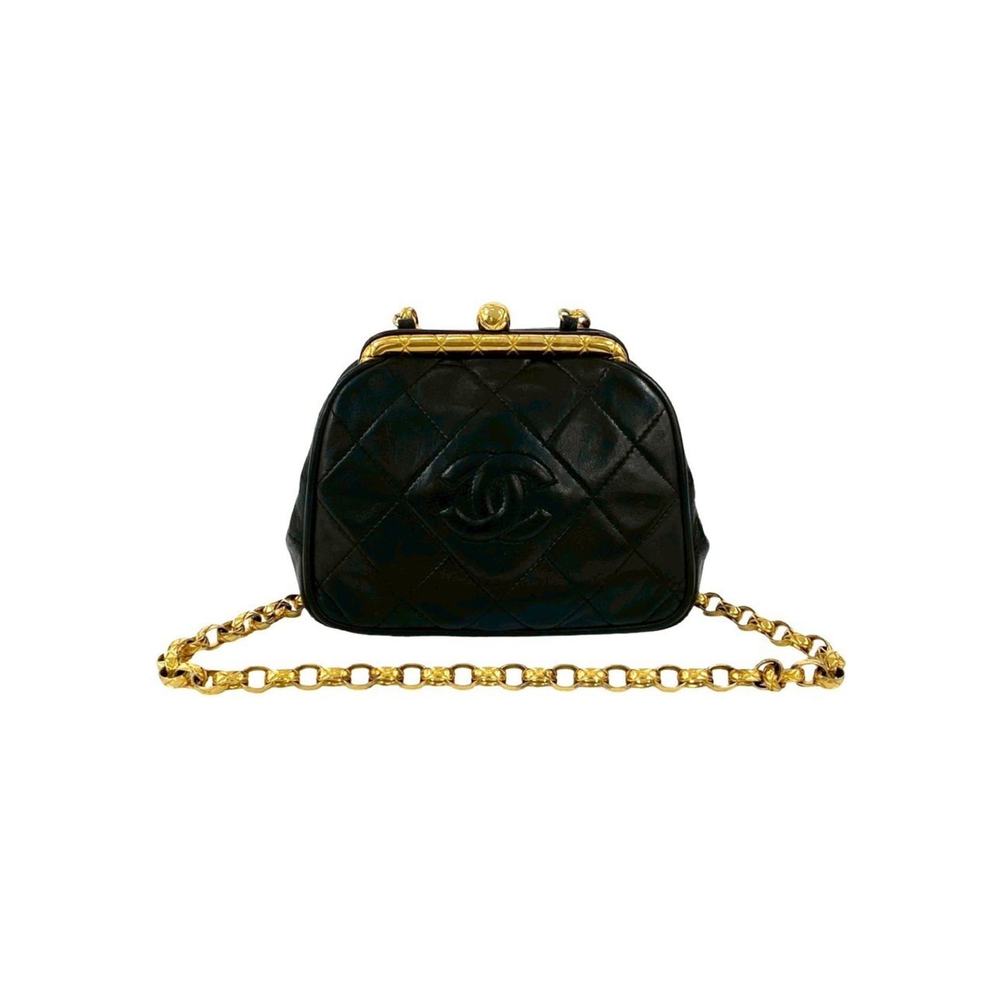 Chanel Matelasse Coco Lambskin Leather Clasp Chain Mini Shoulder Bag