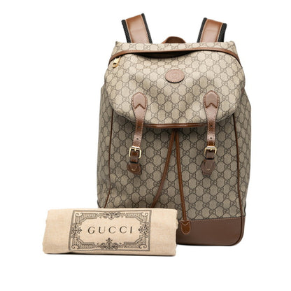 Gucci Gg Supreme Interlocking G Backpack 696013 Brown Leather