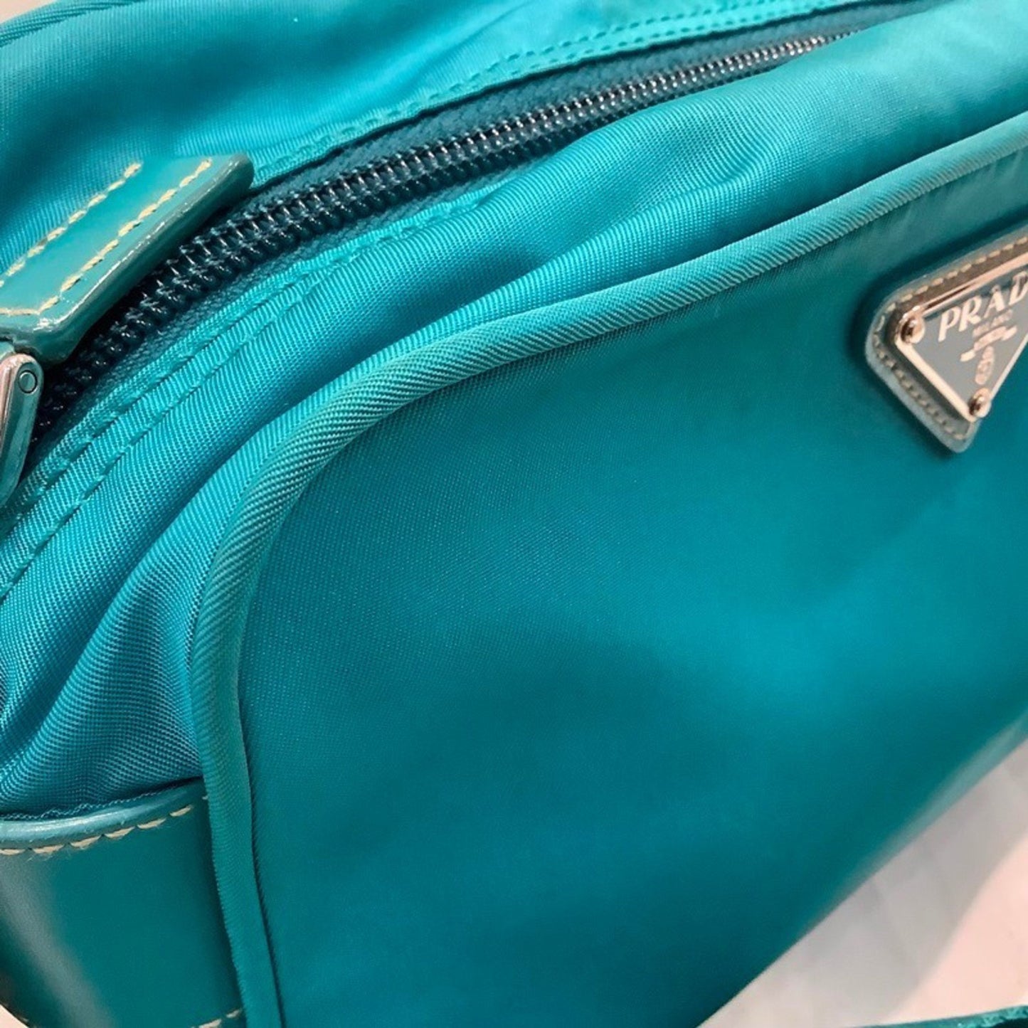 Prada Nylon Shoulder Bag/Pochette Bt0658 Turquoise Kb-9538