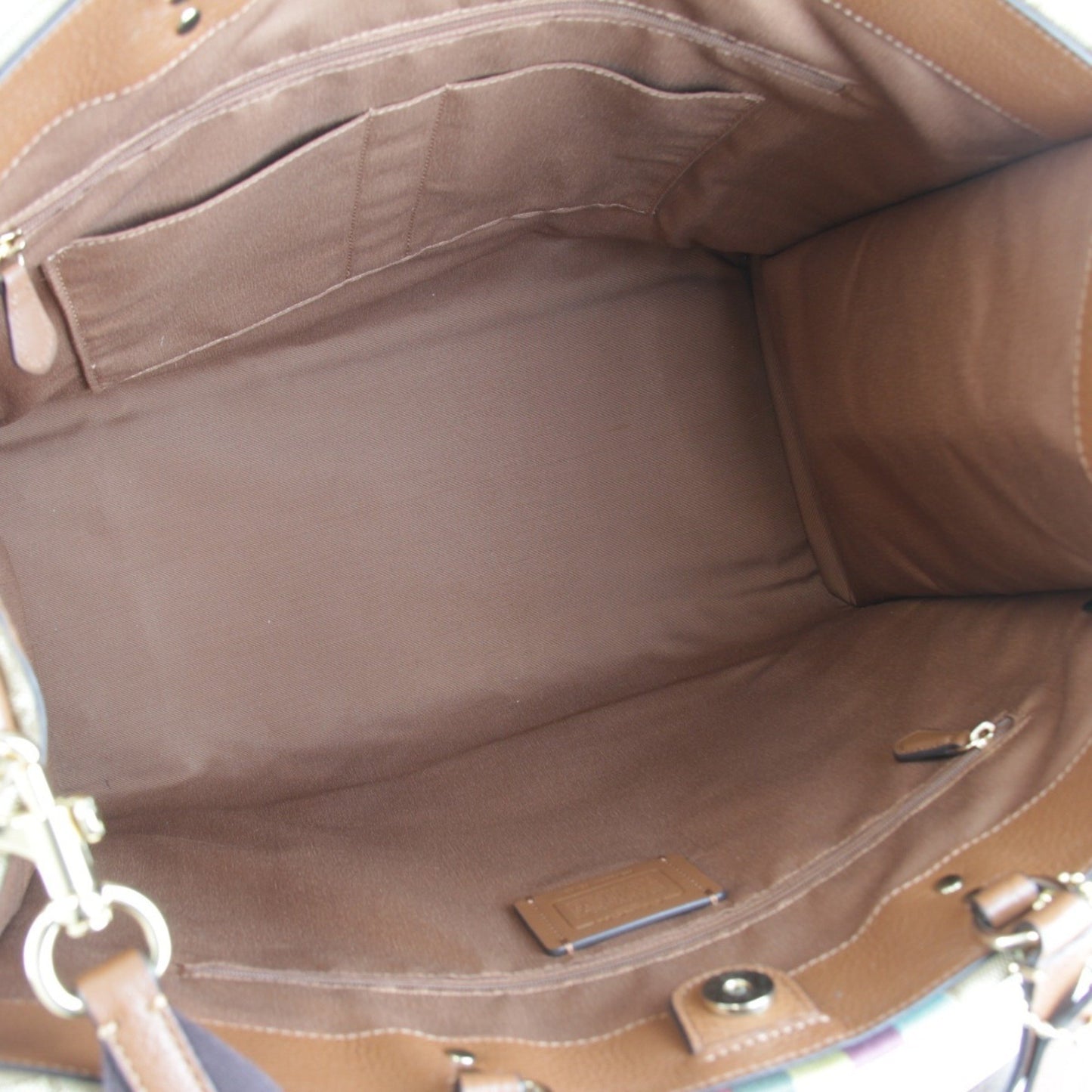 Coach Dempsey Tote F2239-C5793 Bag Signature 2-Way Brown Canvas