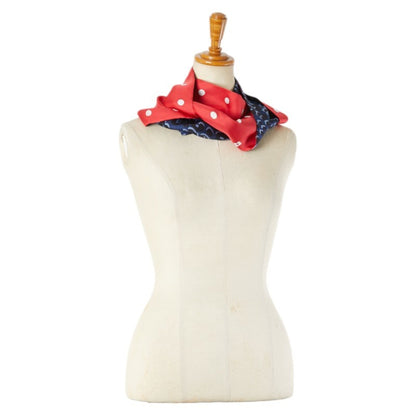 Louis Vuitton Leopard Dot Scarf Muffler Snood M74607 Red Navy Silk