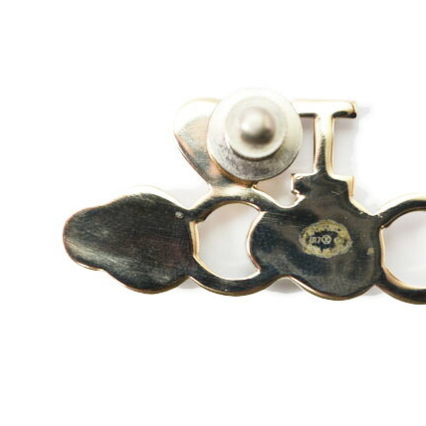Chanel Brooch Pin Badge I Love Coco Heart Motif Gold Brown