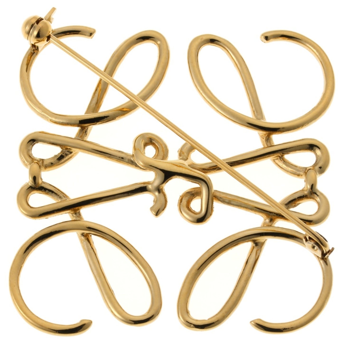 Loewe Anagram Brooch 111.25.020 Metal Gold E-158524