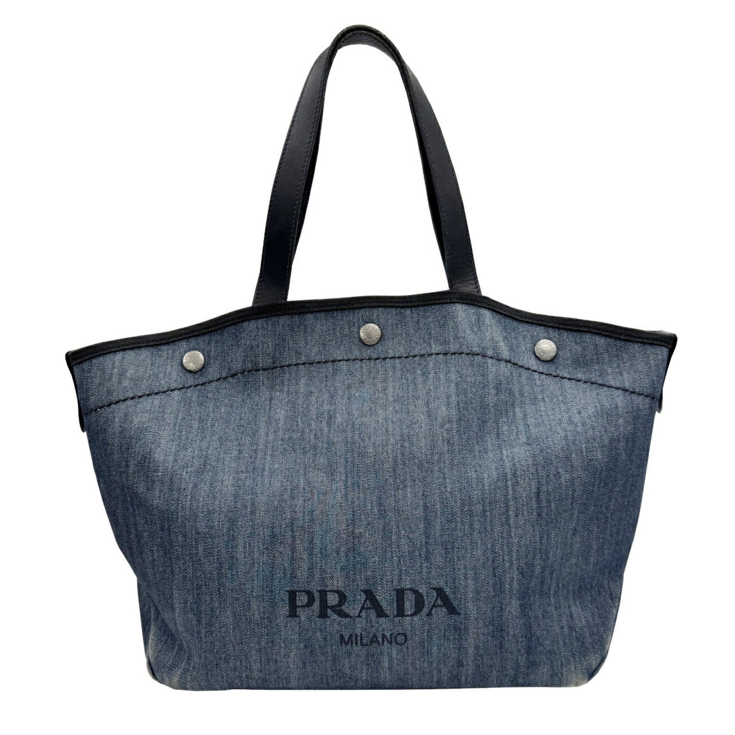 Prada 1Bg311 Denim Leather Tote Bag Handbag