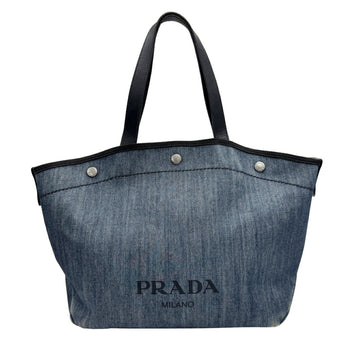 Prada 1Bg311 Denim Leather Tote Bag Handbag