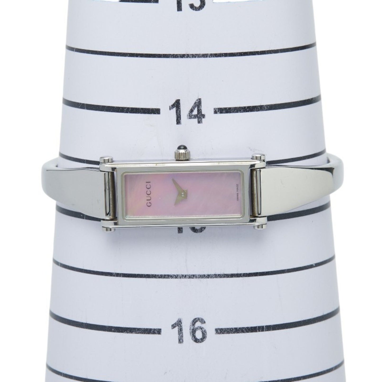 Gucci Bangle Watch 1500L Quartz Pink Dial Stainless Steel