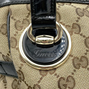 Gucci 203528 Tote Bag Shoulder Gg Canvas Beige X Black