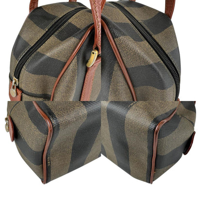 Fendi Shoulder Bag Handbag Pecan Coated Canvas Leather Brown