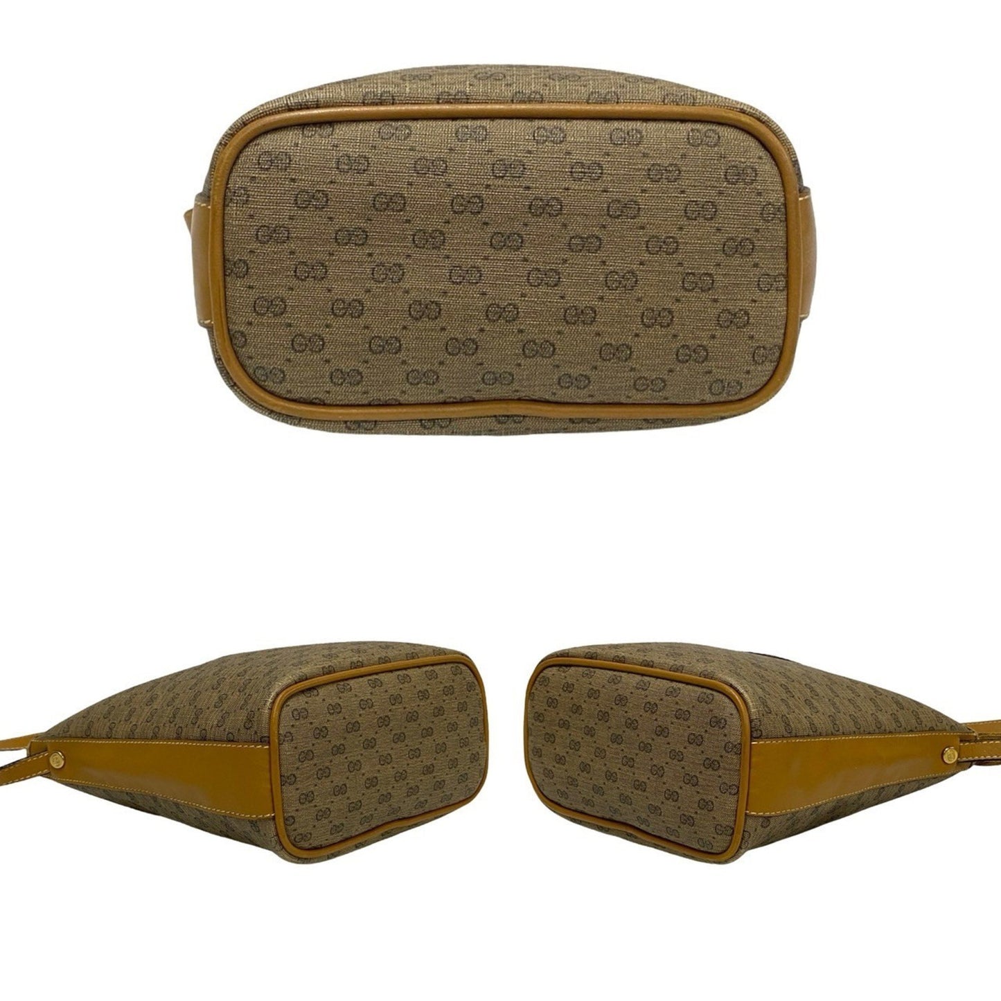Gucci Vintage Micro Gg Logo Leather Mini Shoulder Bag/Pochette In Brown