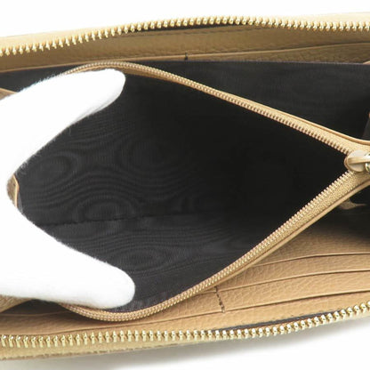 Gucci Soho Round Long Wallet In Beige And Gold Leather