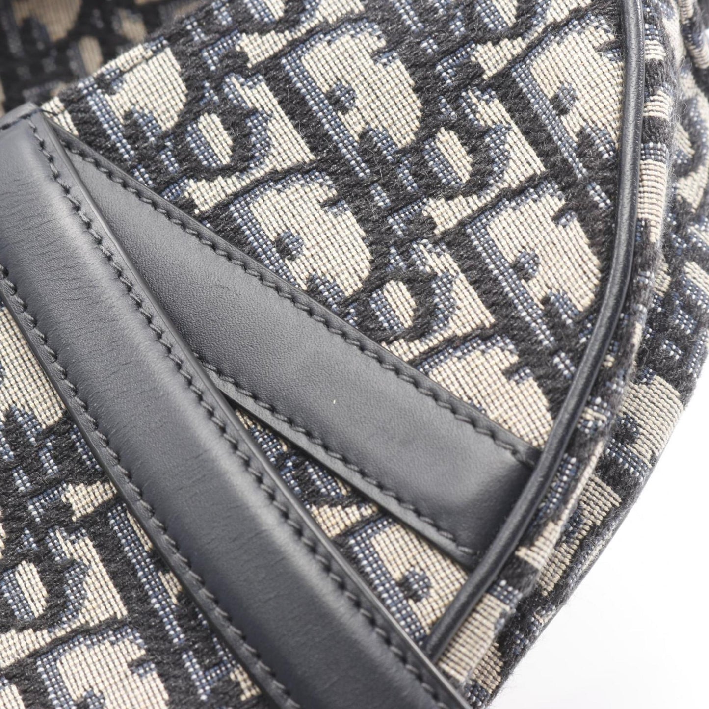 Christian Dior Dior Saddle Bag Mini Oblique Jacquard Handbag Canvas Leather